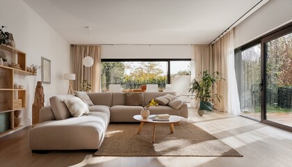 Minimalist interior design of modern living room.