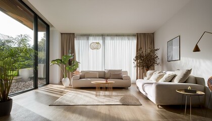Minimalist interior design of modern living room.
