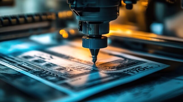 Specialized security ink being applied to banknotes during the printing process to create tamper-proof currencies.