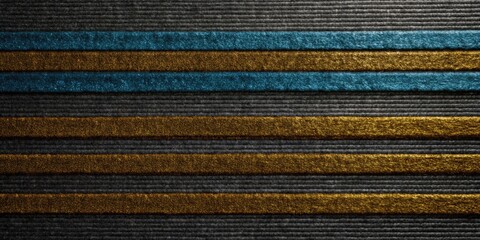 Dark striped textile with gold and blue accents.