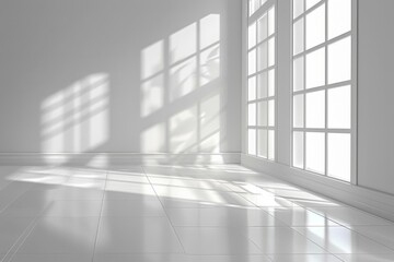 Obraz premium Minimalist Vector Illustration of a White Empty Room with Soft Light and Shadows