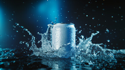 Elegant White Soda Can with Water Splash