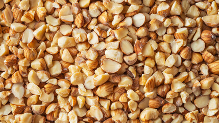 Fototapeta premium Chopped Mixed Nuts Closeup with Detailed Texture on Brown Background