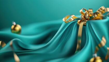 Elegant Minimalist Holiday Bells with Gold Ribbon, Modern Festive Decoration, Simple and Chic Christmas Ornament