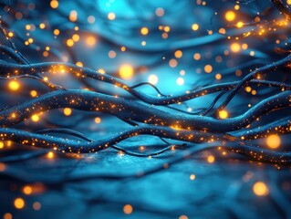 Enchanted Christmas Night Glowing Lights, Twinkling Magic, and a Sense of Wonder, Mysterious and Captivating Winter Scene