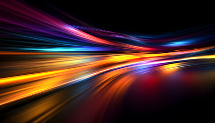 Vibrant light trails create a dynamic abstract background in a dark setting showcasing colorful patterns and movement in a captivating display