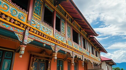 Traditional cultural architecture featuring intricate designs and craftsmanship unique to the region's heritage.