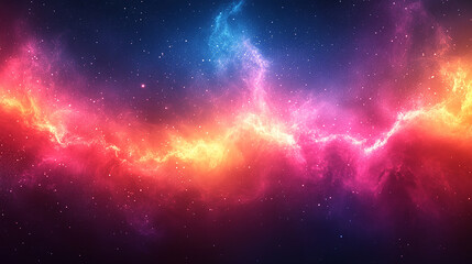 Fototapeta premium Abstract cosmic background with swirling nebulae in vibrant red, orange, blue, and purple hues.