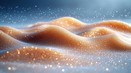 Fototapeta premium Golden grains create rolling waves of sand illuminated by gentle twilight