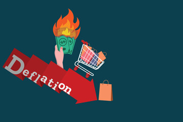 Obraz premium illustration of a decline in sales or income.deflation