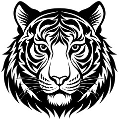 minimalistic tiger head silhouette vector on white background