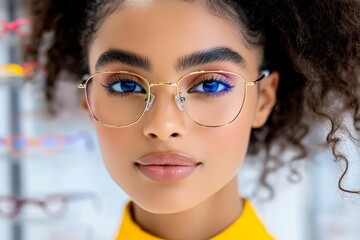 Customer designing custom glasses frames, selecting the shape, color, and finish to suit their personal style and comfort preferences