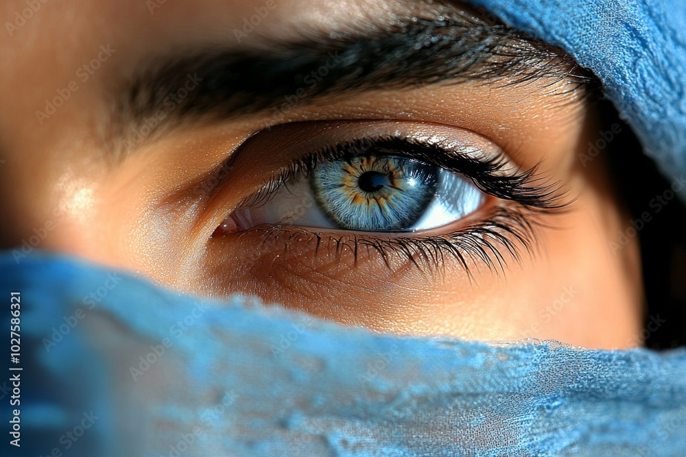 Poster detailed shot of a personâ€™s face in the morning light, eyes half-open, with every detail of their 