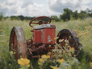 Vintage Farm Machinery in the Nature