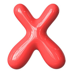 Bubble Letter X Font Red 3D Render