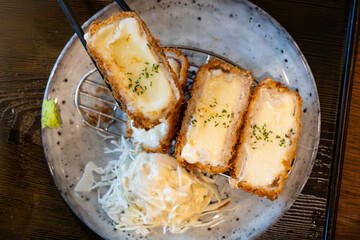 Cheese pork cutlet on the plate
