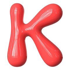 Bubble Letter K Font Red 3D Render