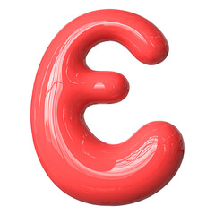 Bubble Letter E Font Red 3D Render