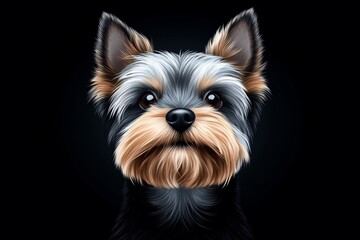 Fototapeta premium Minimalist illustration of a Yorkshire Terrierâ€™s face, focusing on its eyes, nose, and ears, with minimal details capturing its adorable features