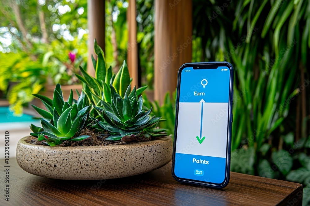 Poster Minimalist smartphone screen with a loyalty app open, displaying just a progress bar and an 