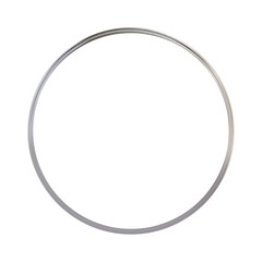 Vertical silver round picture frame. Thin jewelry circle border for photo or award. Realistic shiny vector illustration with gradient mesh isolated on white background.