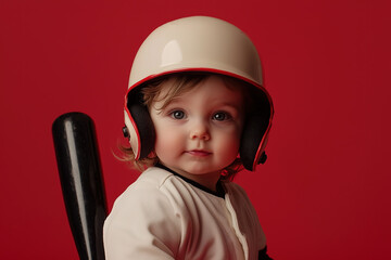 A cute toddler baseball player