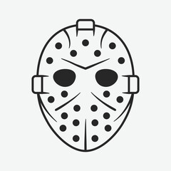 Ice Hockey retro helmet icon isolated on white background. Vector illustration