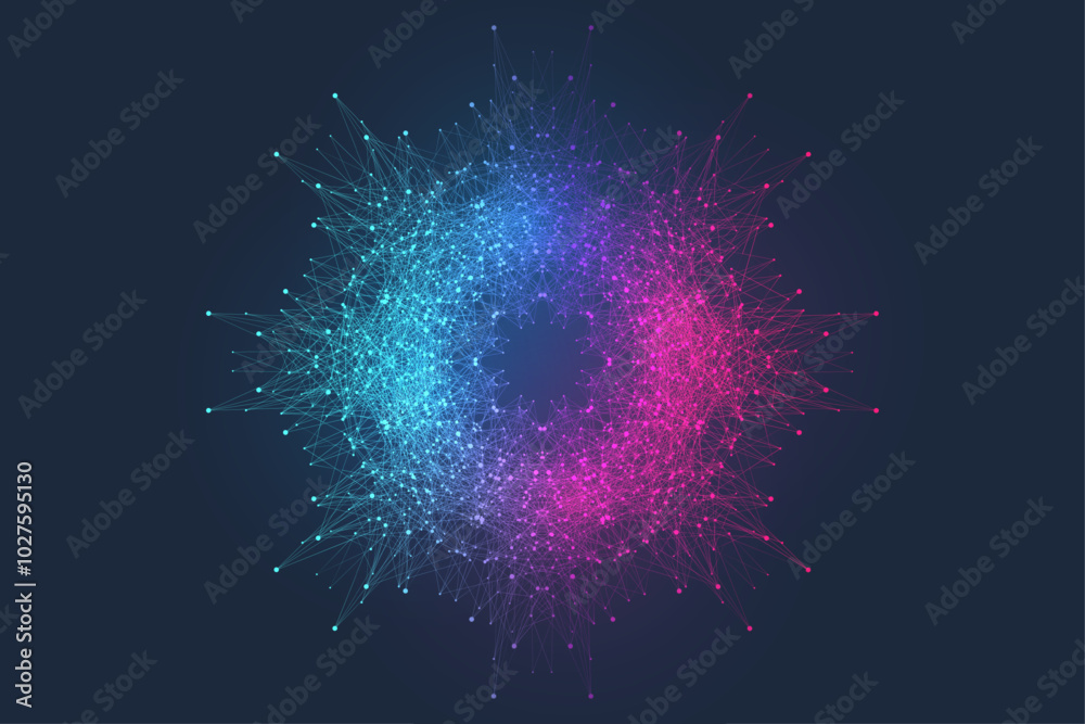 Poster AI Banner Concept In The Digital Style. Generative Ideas Design Element For Internet Technology. Futuristic Technology Concept Artificial Intelligence