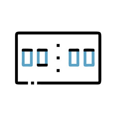Fototapeta premium Simplified Electronic Scoreboard Icon in Black and Blue Representing Sports