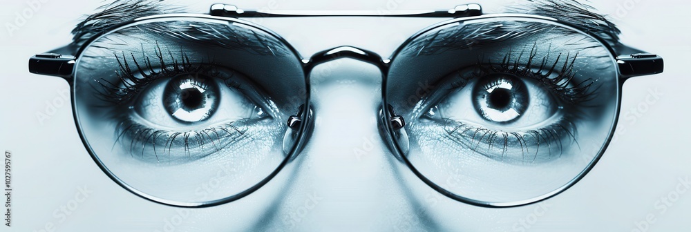 Aufkleber this design showcases eyeglasses elegantly placed against a backdrop of abstract eyes, perfect for e