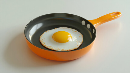 Colorful 3D Mockup of a Fried Egg in a Pan