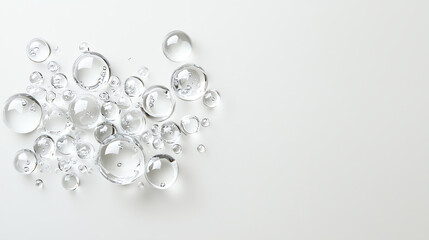 Water droplets scattered on a white isolated background.