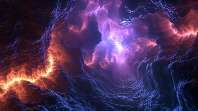Dramatic and powerful scene of an apocalyptic storm with intense lightning bolts streaking through the turbulent,fiery clouds in the moody,furious sky. The image conveys a sense of chaotic energy.