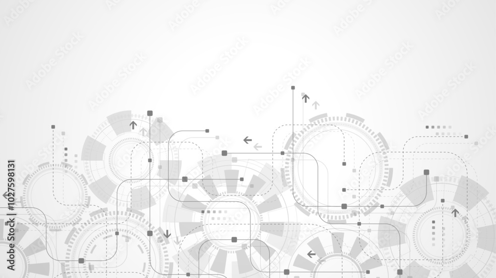 Poster abstract digital technology background with circuit board texture. abstract gear wheel mechanism bac