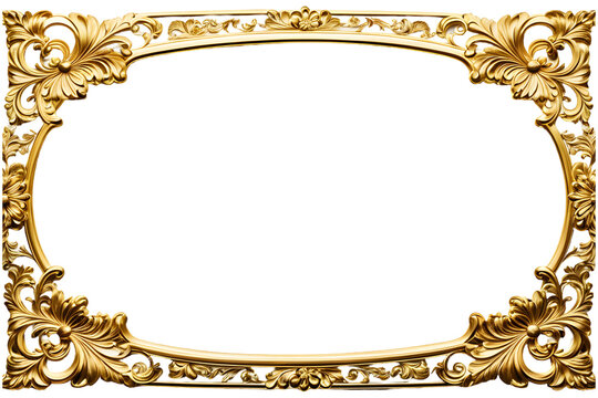 Luxury gold border frame transparent background
