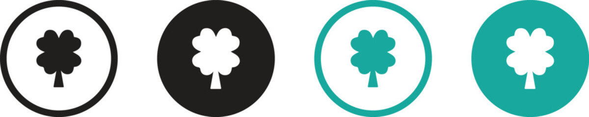 Green Circle Clover Leaf Icons