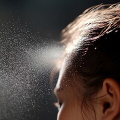 Girl Spraying Hair Spray on Hair