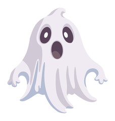 Cute ghost. Halloween character frightening children. Vector isolated illustration