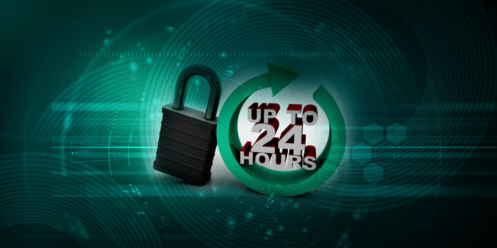 Concept: Opening hours sign. 3D rendering