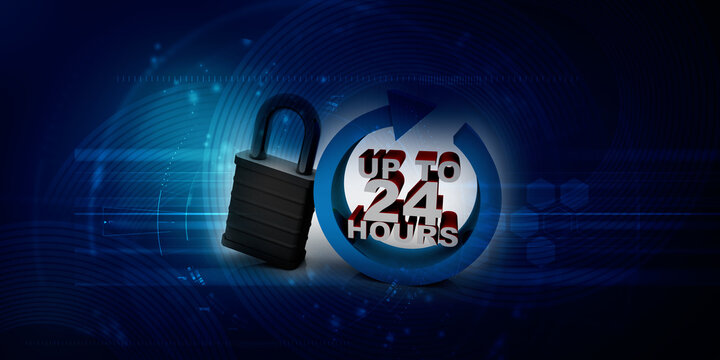 Concept: Opening hours sign. 3D rendering