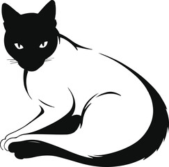 black and white cat vector illustration