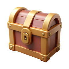 The old wooden chest is inhabited by iron, white background, isolate. 3d High quality photo