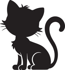 Trendy Cat Silhouette Vector Illustration for Fashion.
