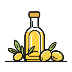 Olive oil icon. A simple illustration with a black outline and white background. 
