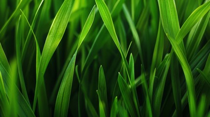 Obraz premium Close-up of vibrant green grass blades.