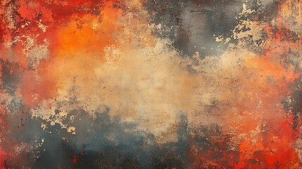 Obraz premium An abstract artwork featuring a blend of warm orange and cool gray tones, creating a vibrant yet subdued atmosphere.
