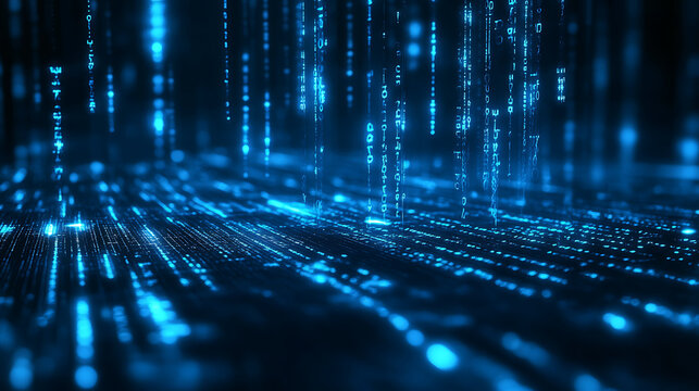 The image should feature a dark digital background with interconnected glowing lines and nodes symbolizing a network