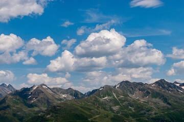 Fantastic alpine scenery at the Arlberg pass in Austria seen from a small plane