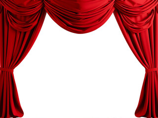 red velvet curtain isolated on white background