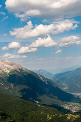 Fototapeta premium Fantastic alpine scenery at the Arlberg pass in Austria seen from a small plane
